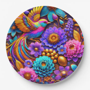 EASTER FLOWERS BIRDS 3D ~ Decorated~  Paper Plate
