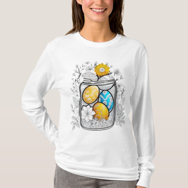 easter Flowers & Eggs Vibrant Spring  T-Shirt (Front)