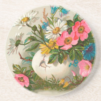 Easter Flowers Vintage Floral Art Coaster