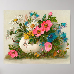Easter Flowers Vintage Floral Art Poster