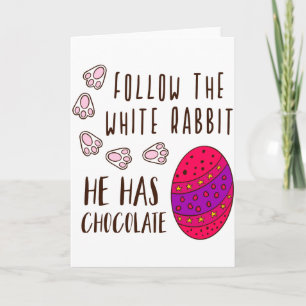 Easter Follow The White Rabbit Funny Humorous T Sh Card