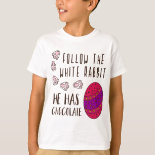 Easter Follow The White Rabbit Funny Humourous Cut T-Shirt