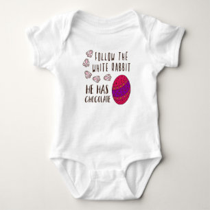 Easter Follow The White Rabbit Funny Saying Cute Baby Bodysuit