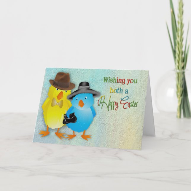 Easter - For the Both of You - Chicks Dressed Up Holiday Card (Front)