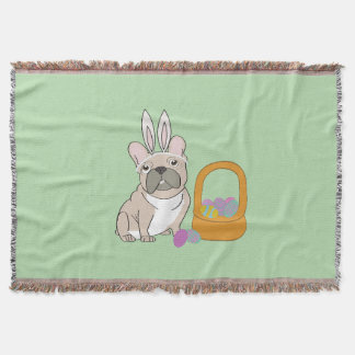 Easter French Bulldog Throw Blanket