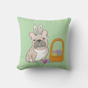 Easter French Bulldog Throw Pillow