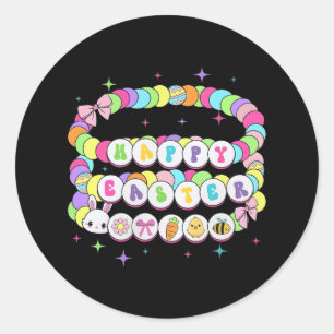 Easter Friendship Bracelet Bunny Easter Classic Round Sticker