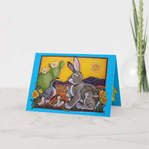 Easter From Family Southwest Rabbit Quail Desert Holiday Card