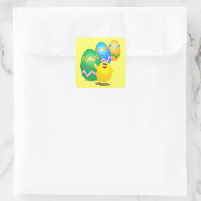 Easter funny chick square sticker (Bag)