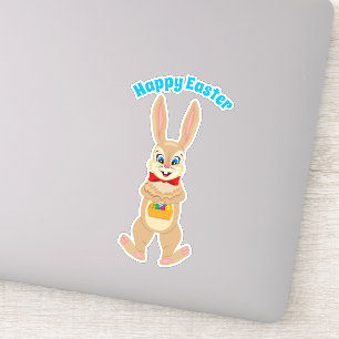 Easter Funny Cute Bunny with Colourful Eggs Cartoo