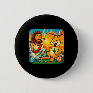 Easter Funny Jesus Bunny Weed Shirt 2 Inch Round Button