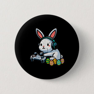 Easter Gamer Bunny Rabbit Video Game Men Boys Kids 2 Inch Round Button