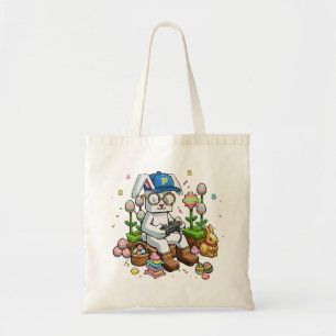 Easter Gamer Bunny White Rabbit Playing Video Game Tote Bag