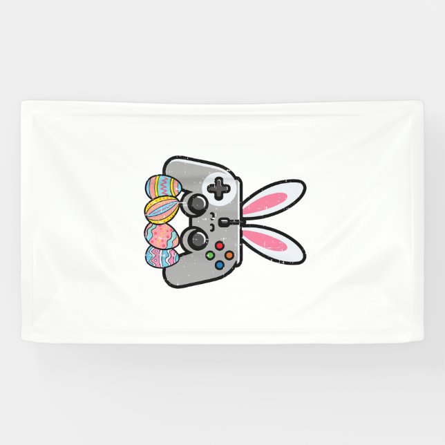 Easter Gaming Controller Bunny Ears Boys Kids Yout Banner (Horizontal)