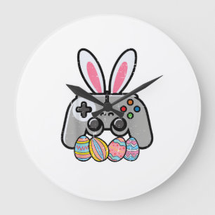 Easter Gaming Controller Bunny Ears Boys Kids Yout Large Clock