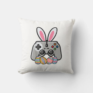 Easter Gaming Controller Bunny Ears Boys Kids Yout Throw Pillow