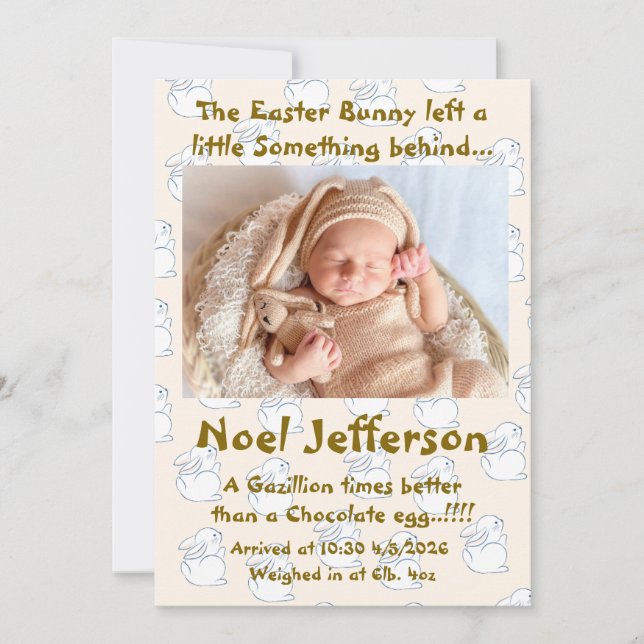 Easter Gender Neutral New Arrival Announcement (Front)