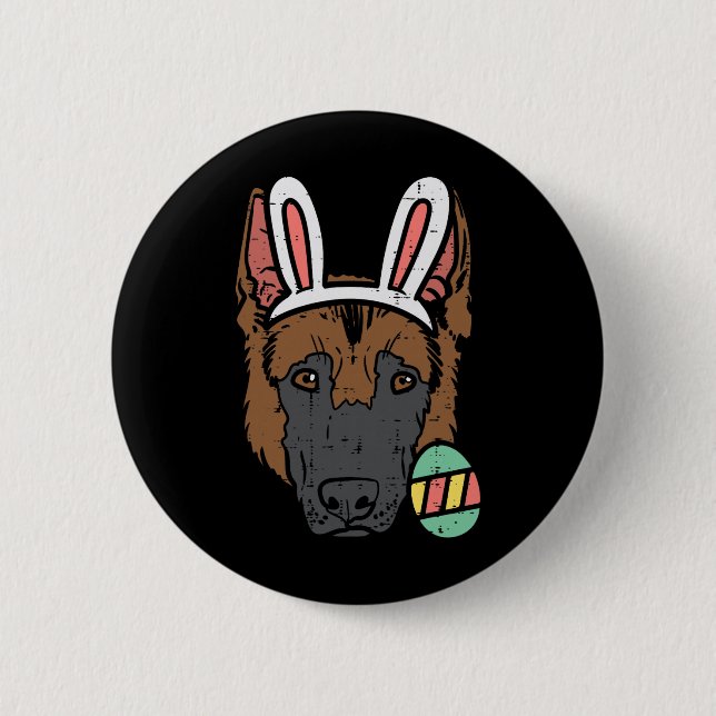 Easter German Shepherd Bunny Face Dog Lover Men Wo 2 Inch Round Button (Front)