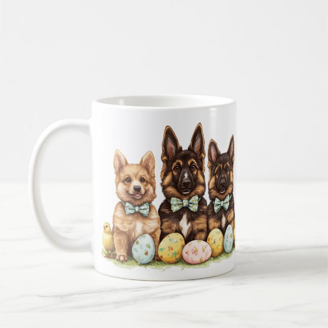 Easter German Shepherd Dogs Coffee Mug (Left)