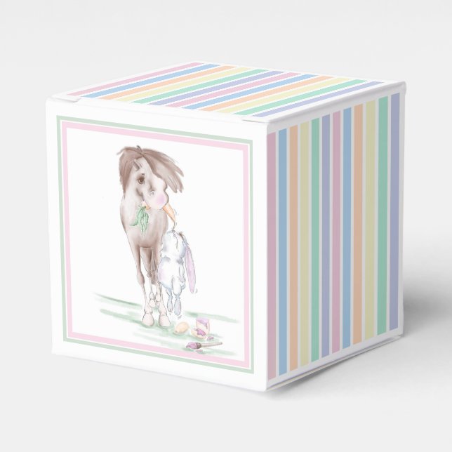 Easter gift pack Horse and Easter Bunny Favor Box (Front Side)