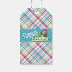 Easter Gift Tag "Happy Easter" Stripe Pattern