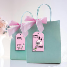 Easter Gift Tag Retro Flower Power Bunny