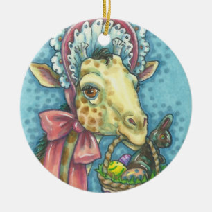 EASTER GIRAFFE SPRING ORNAMENT Round
