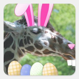Easter Giraffe Square Sticker