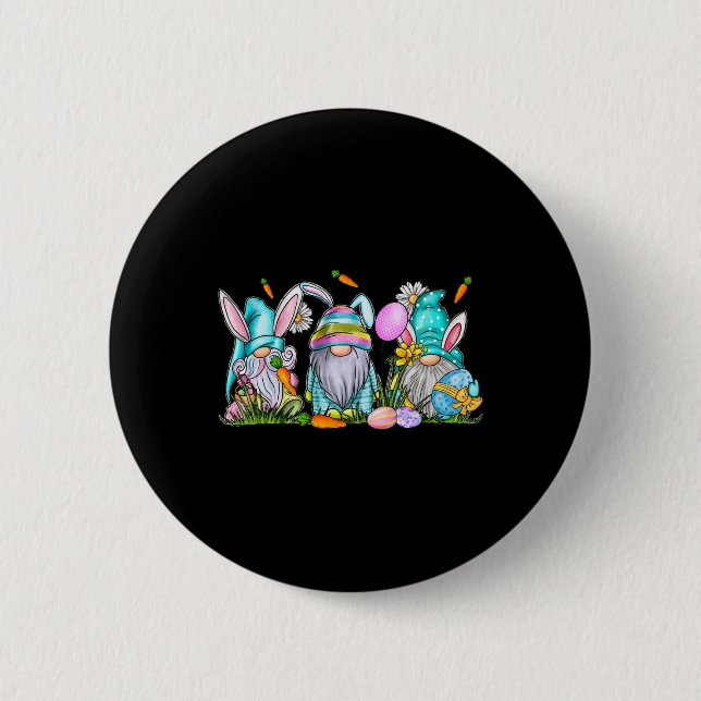 Easter Gnome 3 Cute Gnomes With Easter Eggs Spring 2 Inch Round Button (Front)