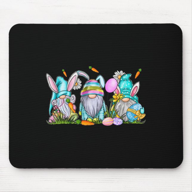 Easter Gnome 3 Cute Gnomes With Easter Eggs Spring Mouse Pad (Front)