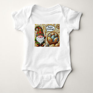 EASTER GNOME Easter eggs ~ Easter Greetings~ Baby Bodysuit
