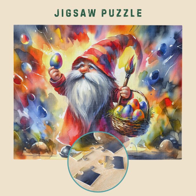 Easter Gnome holding Colourful Egg in Hand -  Jigsaw Puzzle (Creator Uploaded)