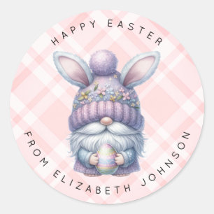 Easter Gnome Personalized Name Round Stickers
