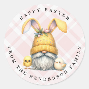 Easter Gnome Personalized Name Round Stickers