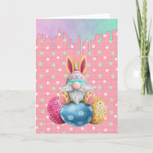 Easter Gnome Polkadot Eggs Icing Drips Holiday Card