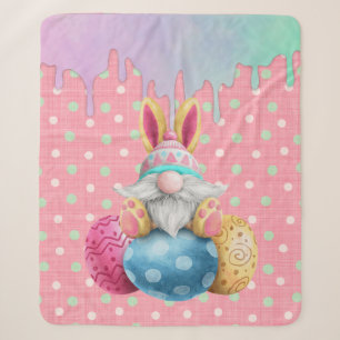 Easter Gnome Polkadot Eggs Icing Drips Sherpa Blanket