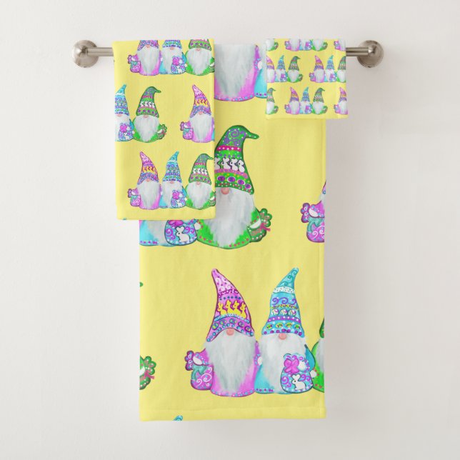 EASTER GNOMES BATH TOWEL SET (Insitu)