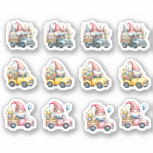Easter Gnomes Driving Trucks With Goodies