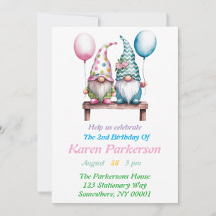 Easter Gnomes in Watercolor Birthday Party Invitation