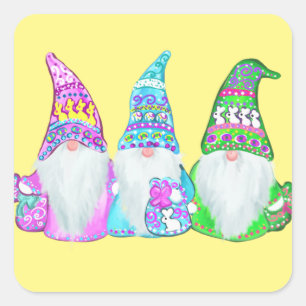 EASTER GNOMES SQUARE STICKER