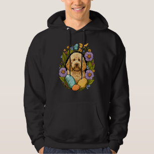Easter Golden Doodle Bunny Eggs Dog on Easter Gold Hoodie