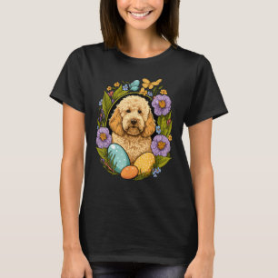 Easter Golden Doodle Bunny Eggs Dog on Easter Gold T-Shirt