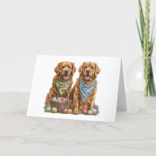 Easter Golden Retriever Dogs Easter Basket Holiday Card