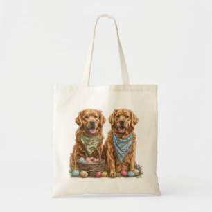 Easter Golden Retriever Dogs Easter Basket Tote Bag