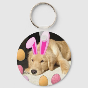 Easter Golden Retriever Keychain