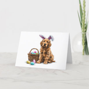 Easter Golden Retriever Puppy Bunny Ears Holiday Card