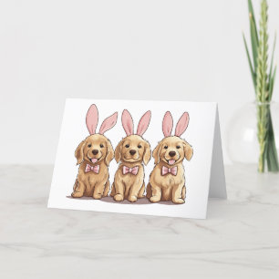 Easter Golden Retriever Puppy Dogs Bunny Ears Holiday Card