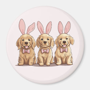 Easter Golden Retriever Puppy Dogs Bunny Ears Magnet