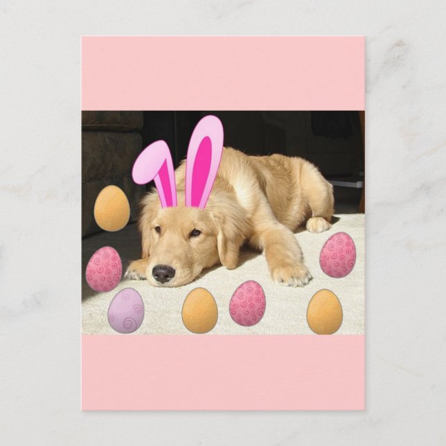 Easter Golden Retriever Puppy Holiday Postcard (Front)