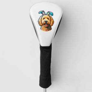 Easter Goldendoodle Dog Wearing Bunny Ears, Easter Golf Head Cover